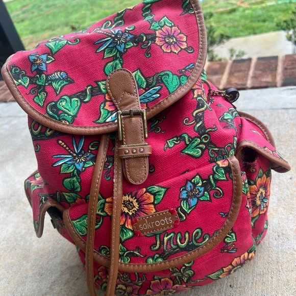 Sakroots | Bags | Sakroots Red And Brown Backpack Floral  display picture 3
